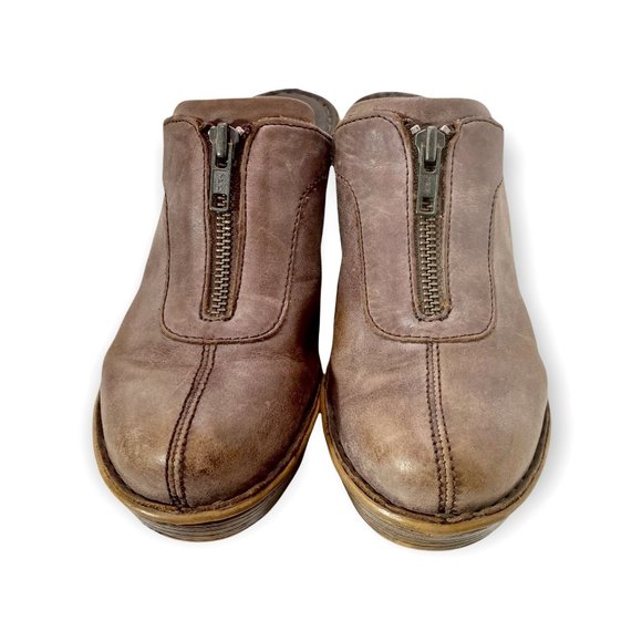 Born Haledon Taupe Leather Clogs 3 Inch Heels - Women's size 8 - Picture 3 of 11